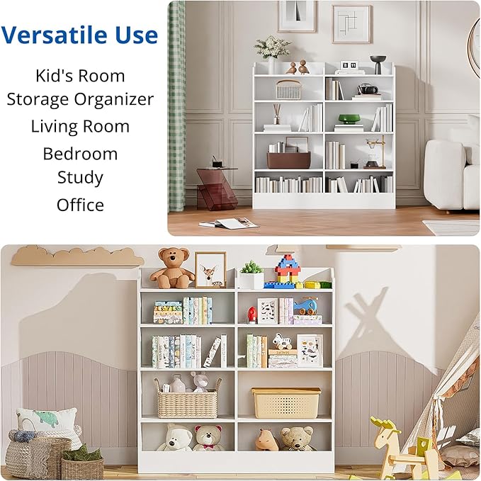 Cozy Castle Toy Storage Organizer, 5 Tier Kids Bookshelf, 10 Cube Toddler Bookcase Storage Cabinet for Playroom, Kids Room, Living Room, Nursery, Cubby, Kindergarten (White)