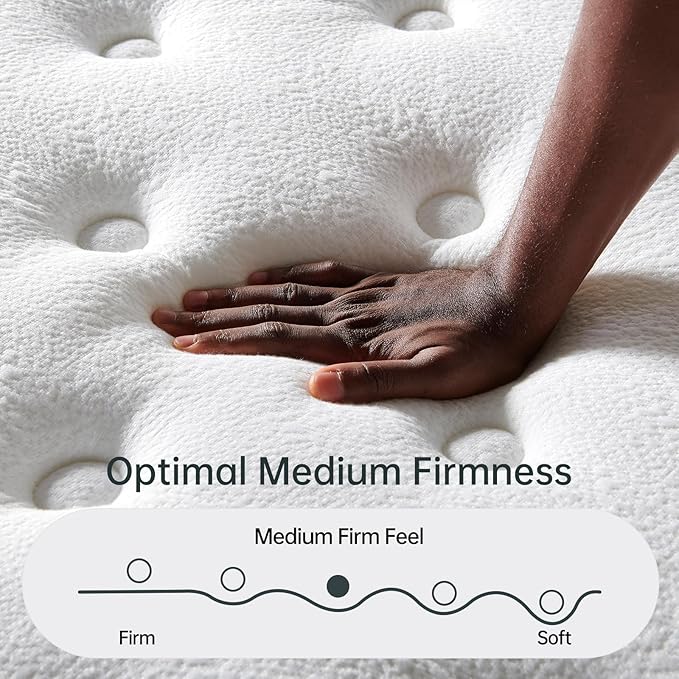 King Mattress 12 Inch,Medium Firm Hybrid with Memory Foam& Individually Wrapped Pocket Coils for Support,CertiPUR-US Certified,Fiberglass-Free