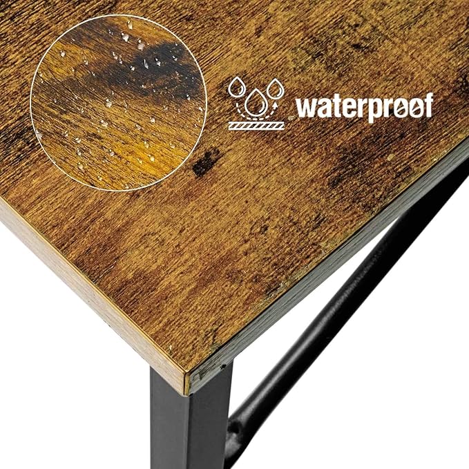 Lufeiya Small Computer Desk Study Table for Small Spaces Home Office 31 Inch Rustic Student Laptop PC Writing Desks with Storage Bag Headphone Hook,Brown