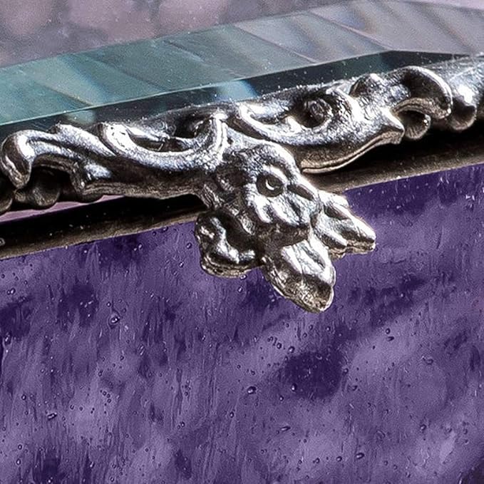 Personalized Engraved Jewelry Box Decorative Vanity Display Stained Glass Keepsake -J Devlin Box EB217-1 (Purple)