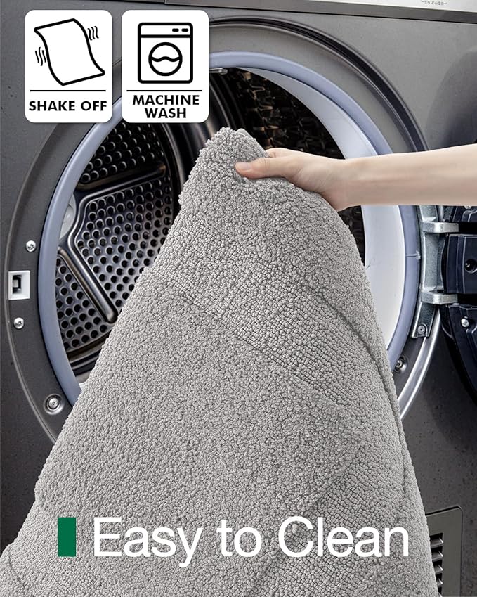 LUMI Ultra Soft Bathroom Rugs Non Slip with Rubber Backing, Absorbent Washable Bath Mat Quick Dry, Upgraded Premium Microfiber Plush Carpet for Bathtub and Shower Floor, Grey,24x60