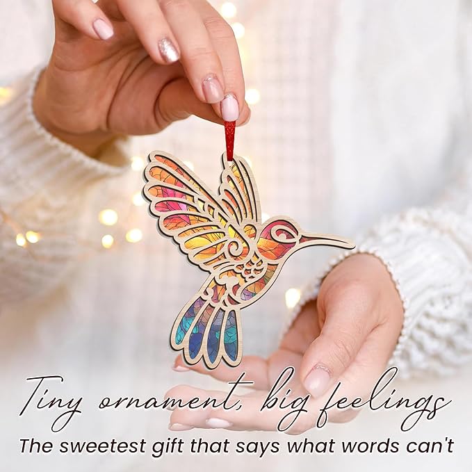 GEEMBI Christmas Hummingbird Gifts for Women Men - Hummingbird Suncatcher Christmas Ornaments 2025 - Inspirational Spiritual Religious Gift, Garden Gifts for Mom Grandma, Stocking Stuffers Ornaments