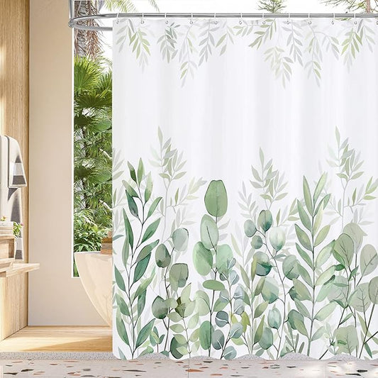 MitoVilla Extra Long Leaves Shower Curtain 72 x 84, Vintage Bathroom Shower Curtain with Plant Leaves, XL Rustic Spring Fabric Cloth Shower Curtains for Chic Bathroom Decor