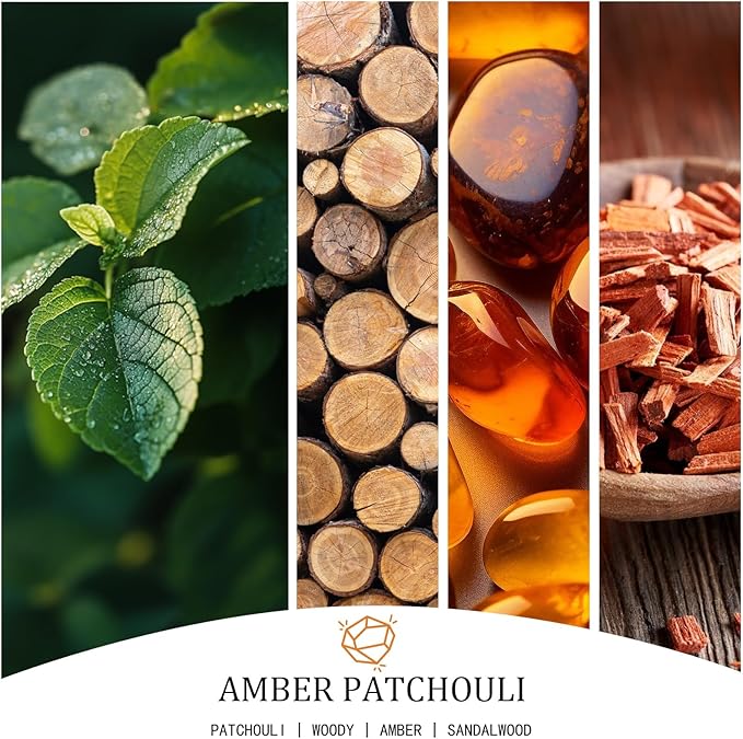 Amber Patchouli Scented Candle, Large 30oz Natural Soy Candles, 4-Wick 80 Hour Burn Time, Home Fragrance Candles Housewarming Gift for Women Men