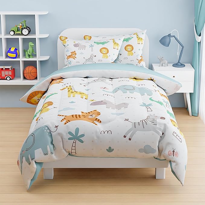 SANDJEST Animal Duvet Cover Sets Full Size for Kids Boys Girls, Include 1 Polyester Comforter Cover 80x90 Inches and 2 Pillowcases 20x26 Inches, Comforter Not Included, Gift for Christmas Birthday
