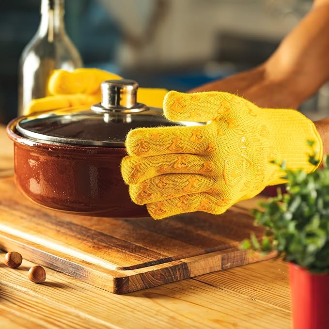 Grill Armor Oven Gloves 932°F Extreme Heat & Cut Resistant Oven Mitts with Fingers for BBQ, Cooking, Grilling, Baking – Accessory for Smoker, Cast Iron, Fire Pit, Camping, Fireplace and More