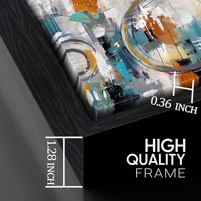 Abstract Wall Art For Living Room Large Size - Modern Wall Art For Bedroom - Black Framed Wall Art for Office Size 29" x 59"