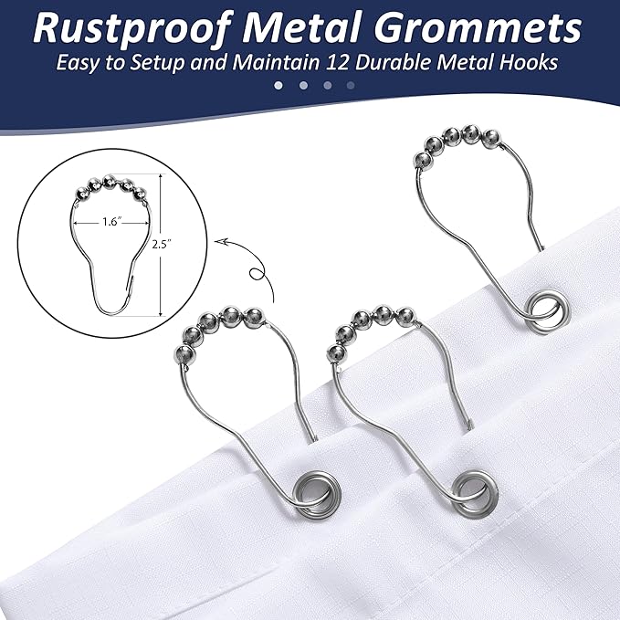 Naturoom Classic Blue Shower Curtains for Bathroom,Ombre Cloth Fabric Shower Curtain Set with 12 Hooks Denim Blue Bathroom Decor 72 x 72