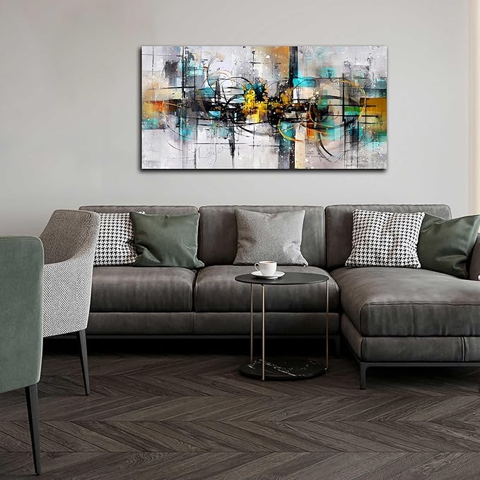SIXTTART Abstract Wall Decor for Living Room - Modern Wall Art for Bedroom Home Office Decor Ready to Hang Size 24" x 48"