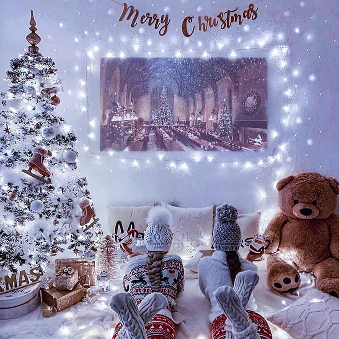 JMEXSUSS 250 LED White Christmas Lights Indoor Outdoor, 91.5ft Connectable Christmas String Lights 8 Modes, Clear Wire Twinkle String Light Plug in for Bedroom Wedding Garden Party Decoration