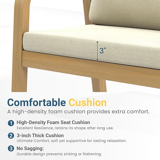 Wisteria Lane 6 Pieces Acacia Patio Dining Set for 6, Patio Dining Table and Chairs Set with Cushion, Modern Outdoor Dining Furniture Set for Garden Lawn Deck Backyard, Beige