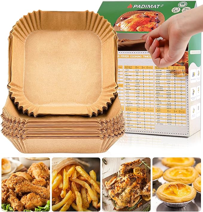 Disposable Paper Liners, 120 Pcs Square Airfryer Parchment Cooking Non-Stick Liner Accessories, Microwave Oven, Frying Pan, Oil-proof Air Fryers Filters Sheet for 2 3 4 4.5 Qt Baking Basket