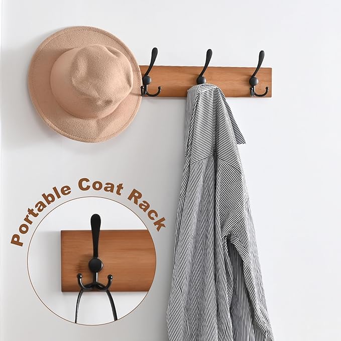 Shoe Storage Bench with Coat Rack, 27.6in Hall Tree Shoe Rack, 3-Tier Bamboo Entryway Bench Holds Up to 330lb for Bedroom Hallyway