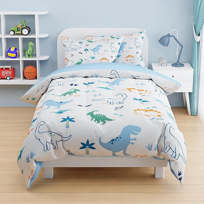 SANDJEST Dinosaur Duvet Cover Sets Twin Size for Kids Boys, Include 1 Polyester Comforter Cover 68x86 Inches and 1 Pillowcase 20x26 Inches, Comforter Not Included, Gift for Christmas Birthday