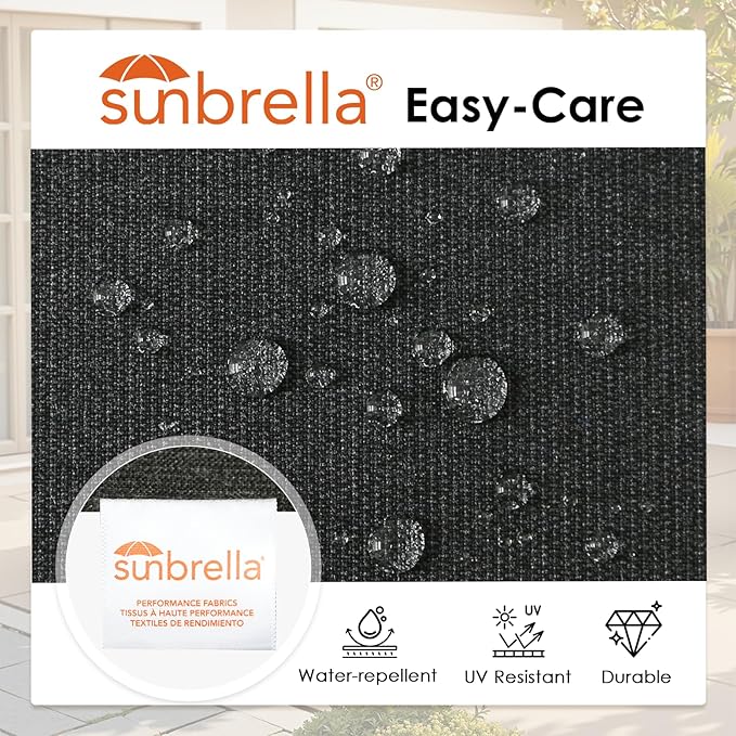 Outdoor Sunbrella Round Corner Seat Cushion, 17"x16"x2", Set of 4, Non Slip Seat Cushion Pads with Removable Cover for Patio Furniture, Garden Yard Lawn, Spectrum Carbon