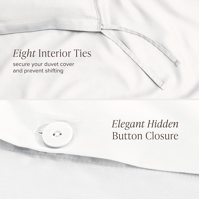 Bare Home 100% Organic Cotton Sateen Duvet Cover Set - Full/Queen Size - 400 Thread Count - Smooth Sateen Weave - Warm & Luxurious - Duvet Cover (Full/Queen, White)