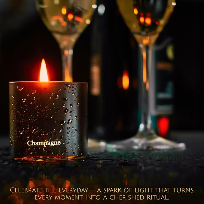 Luxury Scented Candle Gift Set 3-Pack | Champagne, Sandalwood & Amber | Clean Soy Wax | for Women & Men (3.52 oz Each) | 75 Hour Burn Time