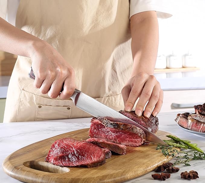 PAUDIN 8-Inch Carving Knife - Ultra Sharp Brisket Slicing Knife, Premium German Stainless Steel With Ergonomic Handle for BBQ, Roast, Meats and Vegetables