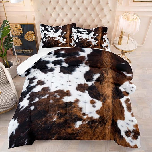 Tailor Shop Full Size Bedding Set with Cow Print, 3Pcs Comforter and Pillowcases, All Seasons, for Kids Teens Boys Girls