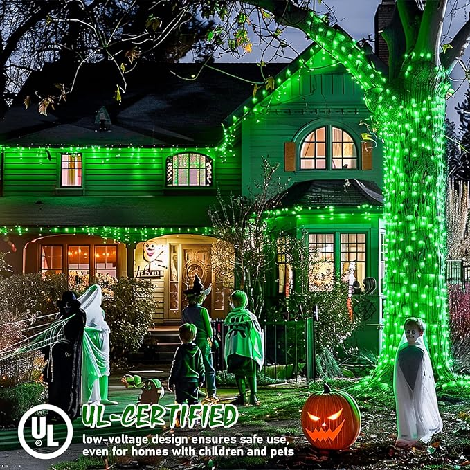 JMEXSUSS Green String Lights Indoor Plug in,150 LED Connectable Green Christmas Lights Outdoor, 59ft 8 Modes Halloween String Light for Bedroom Room Party Christmas Tree Halloween Decor