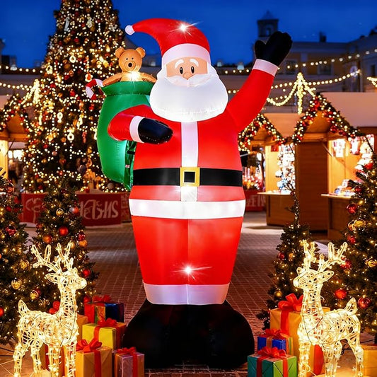 8 FT Christmas Inflatable Santa Claus Outdoor Decorations - LED Lights, Waterproof & Durable Inflatable Xmas Yard Decor for Lawn, Garden, Patio & Outdoor Christmas Inflatables