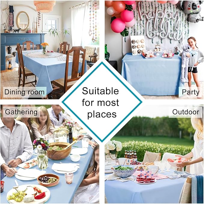 Hiasan Square Tablecloth - Waterproof and Spillproof Dining Room Washable Polyester Table Cloth for Dining Room, 30 x 30 Inch, Dusty Blue