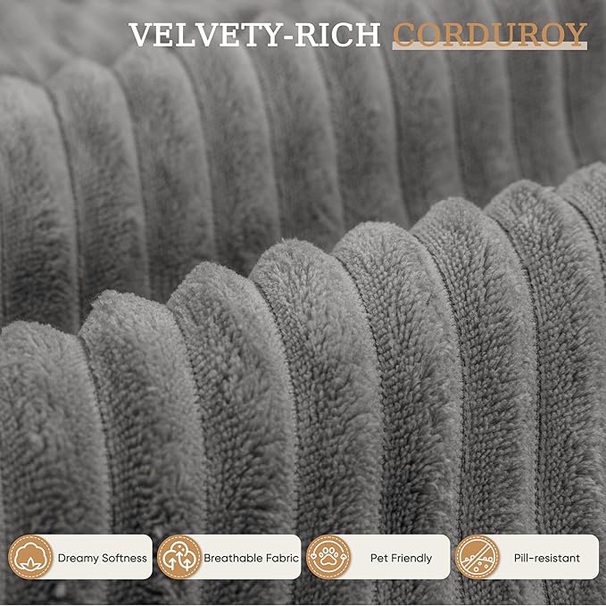 YESHOMY Sectional Couch, 108" Boneless Couches for Living Room, Modular Sectional Sofa with Deep Seat, Cloud Comfy Couch with L-Shape Chaise, No Assembly Required (Corduroy, Gray)