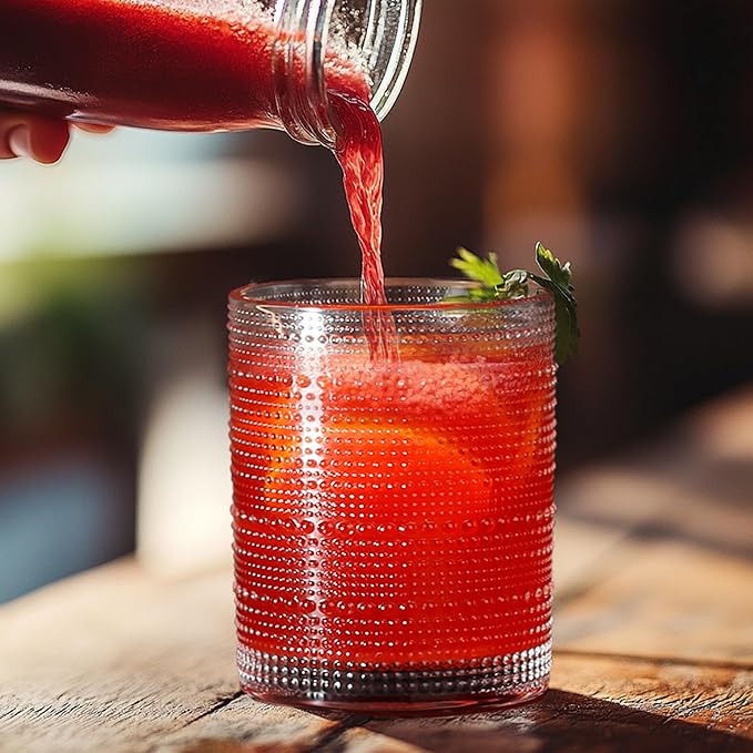 Hobnail Drinking Glasses, Vintage Glassware Set of 6, Vintage Drinking Glasses 15.22 oz, Bubble Glasses Drinking, Hobnail Glasses, Vintage Glass Cups, Jupiter Glasses for Juice, Soda, Beer, Whisky