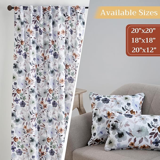 Maison d' Hermine Decorative Pillow Covers 12x20 Inch Rectangle 100% Cotton Throw Pillow Covers with Invisible Zipper Cushion Case for Living Room Couch, Chair, Sofas, Bedroom, Home (Blossom - Flora)