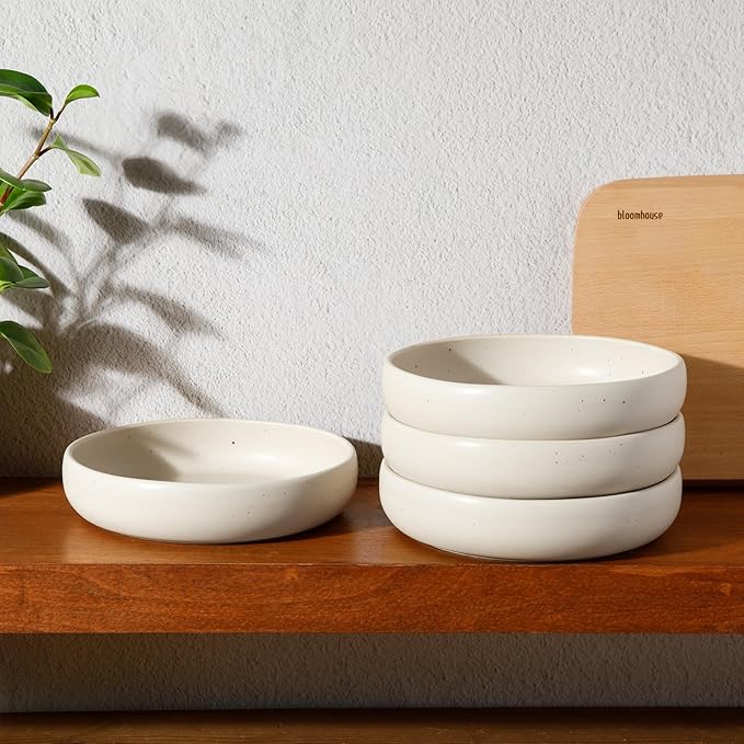 Bloomhouse Corsica Clay 4 Piece Meal, Dinner, Pasta Bowl Set - Sea Salt White