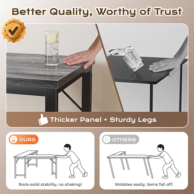 Huuger 63 Inch L Shaped Desk with Power Outlets and USB-C Port, Reversible Computer Desk, Larger Office Corner Gaming Desk, 0.95 Inch Thicker Desktop, Metal Frame, for Home Office, Study, Grey