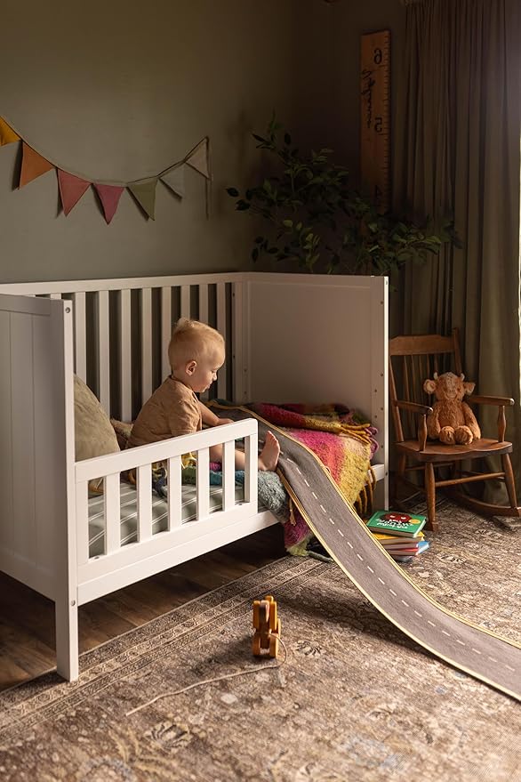 HARPPA Grevia 5 in 1 Convertible Crib, 3 Adjustable Heights, Converts to Toddler Bed, Daybed, Sofa and Full-Size Bed, Fits Standard Baby Crib Mattress, White