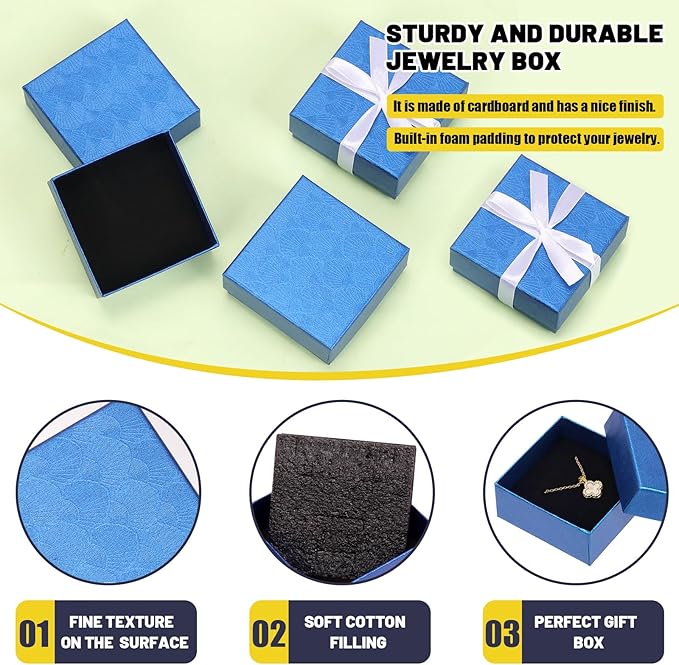 Glarks 17pcs 2.95 x 2.95in Jewelry Gifts Boxes Kit, Royal Blue Fan Shaped Jewelry Boxes for Ring Earring Jewelry, Christmas, Birthday, Anniversaries, Valentine’s Day, Mother’s Day and Other Festivals