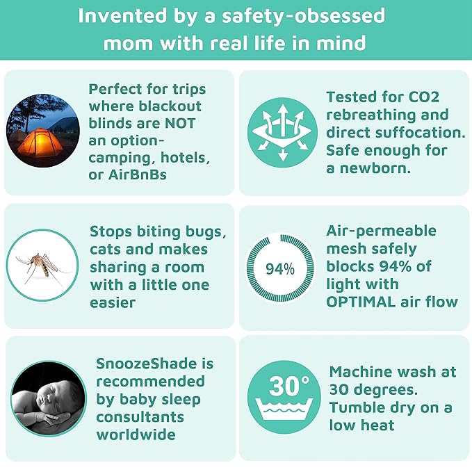 SnoozeShade Pack n Play & Travel Crib Blackout Cover | Blackout Crib Cover & Pack and Play Black Out Cover | Mom-Invented Safety Tested with Optimal Airflow