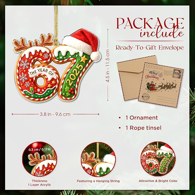 Gingerbread 67 Ornament, 67 Christmas Ornament, Christmas Decor 2025, Xmas Ornaments 2025, 67 Teen Girls Trendy Stuff, 67 Stuff, Stocking Stuffer, Funny Ornaments, Gen Z Gifts, Gingerbread Xmas Picks