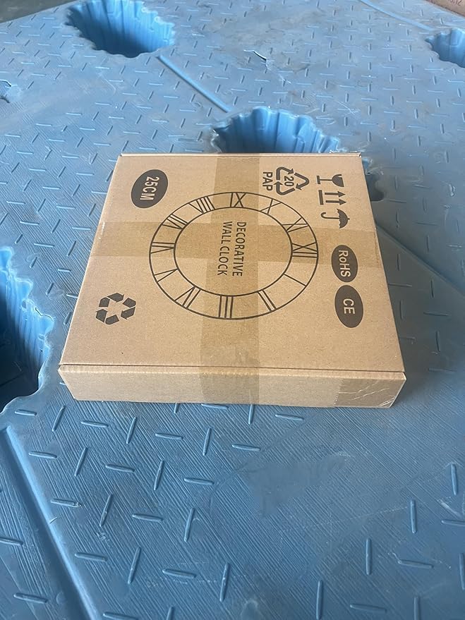 Maxstar Wall Clock Battery Operated,Silent Non-Ticking Modern Rustic Metal Round Clocks Small for Living Room/Bedroom/Office/Kitchen/Farmhouse Home Decor-10 Inch(Yellow-Wood)