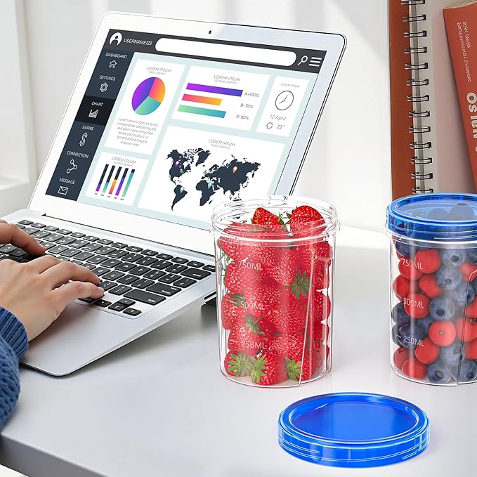 Freezer Storage Containers, Food Storage Containers with Leakproof Twist Top Lids, Stackable Plastic Containers with Lids, Reusable Soup Containers for Meal Prep, Lunch, Leftovers [6 Pack-32 OZ]