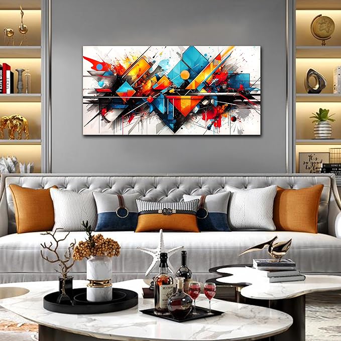 CIRABKY Abstract Wall-Art for Living Room - Abstract Pictures Wall Decor - Colorful Bedroom Canvas Wall Art Ready to Hang Size 24" x 48"