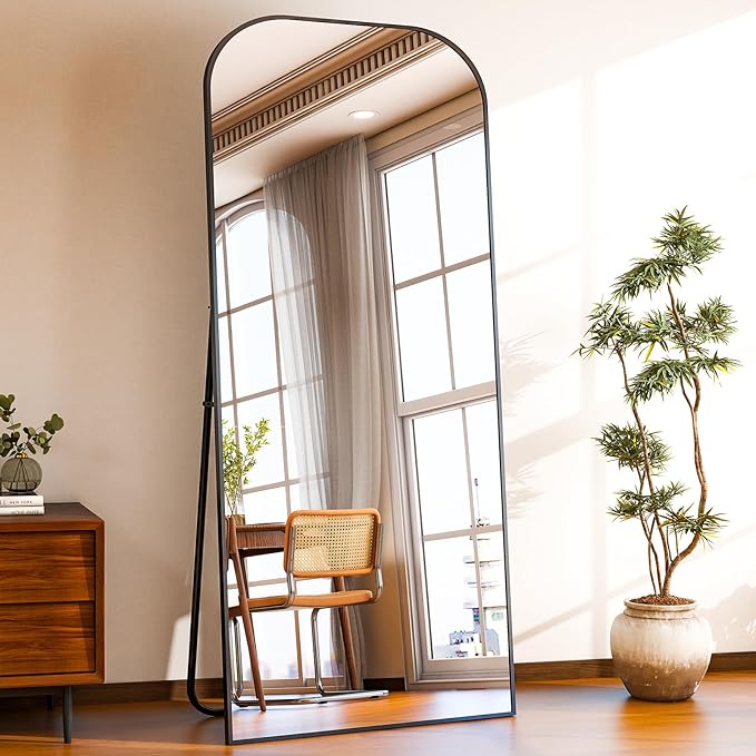 HARRITPURE 28"x71" Full Length Mirror Floor Mirrors Freestanding Hanging or Leaning Large Mirrors Full Body Mirror with Stand for Cloakroom, Bedroom, Living Room, Black
