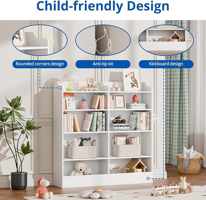 Cozy Castle Toy Storage Organizer, 5 Tier Kids Bookshelf, 10 Cube Toddler Bookcase Storage Cabinet for Playroom, Kids Room, Living Room, Nursery, Cubby, Kindergarten (White)