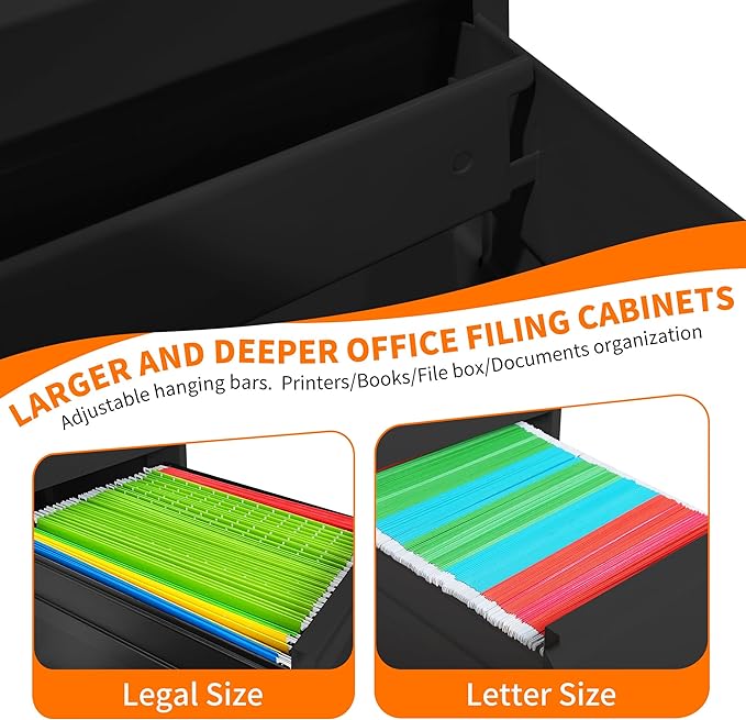 Metal File Cabinet with 2 Drawer Heavy Duty Home Office Steel Vertical Filing Lockable Cabinets for Legal/Letter Size,Assembly Required