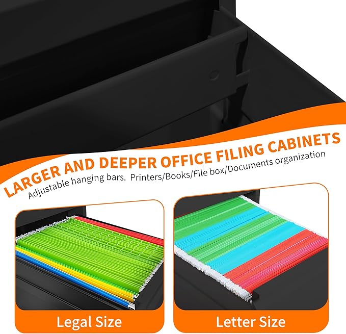 5 Drawer Metal File Cabinet Heavy Duty Locking File Cabinets Home Office Steel Filing Cabinet Vertical File Cabinets for Legal/Letter Size File,Assembly Required