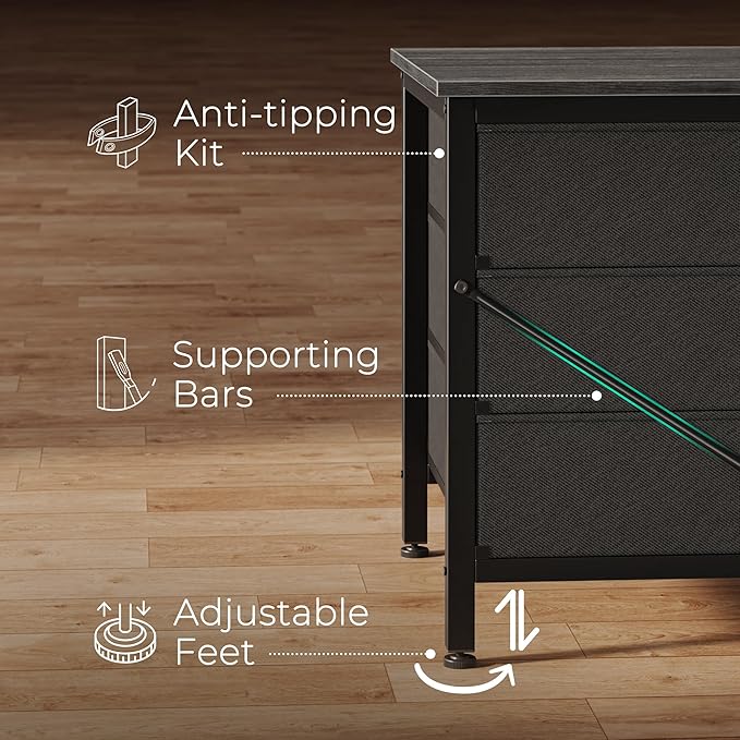 Huuger 63 Inch Dresser for Bedroom, Long Dresser for Closet with 9 Drawers, Large TV Stand for 55, 65, 70 Inch TV, Entertainment Center with Storage, Wide Chest of Drawers, Grey