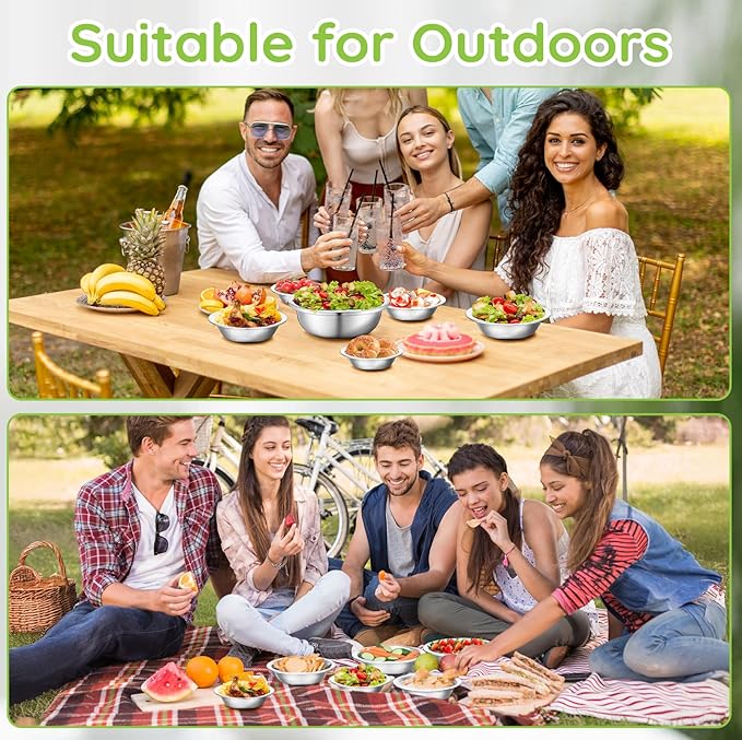 304(18/8) Stainless Steel Mixing Bowls for Kitchen, 4 Pack 6.3" 13.67 fl.oz Metal Mixing Bowls Set Stackable for Baking Serving Cooking Food Prep Storage Dishwasher Safe Lightweight