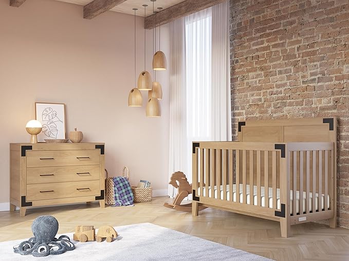 Child Craft Lucas 4-in-1 Convertible Crib, Baby Crib Converts to Day Bed, Toddler Bed and Full Size Bed, 3 Adjustable Mattress Positions, Non-Toxic, Baby Safe Finish (Nutmeg)