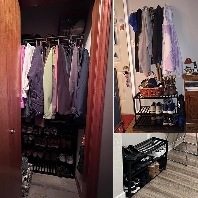 Shoe Rack Bamboo 5 Tier Shoe Organizer, Storage 20-25 Pairs for Closet Entryway, Stackable Large Tall Shoe Shelf Holder Stand Cubby for Door Hallway Bedroom Garage