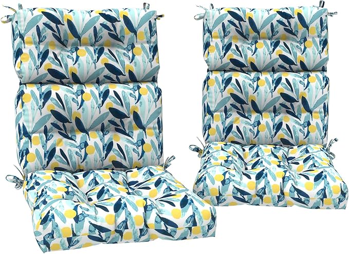 Set of 2 Outdoor High Back Chair Cushions 44"x 22",Water Repellent Rocking Seat Cushions Replacement, Seat/Back Chair Cushions for Patio,Porch,Balcony and Indoor - Leaves Multi