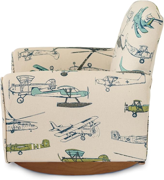 Toddler Personalized Armchair, Kids Upholstered Rocking Chair with Personalization, Toddler Chair with Personalized Name, Comfy Child Armchair, (Airplanes Print, Rockers)
