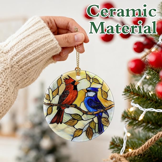 Cardinal & Blue Jay Ornament | Christmas Ornaments, Christmas Decorations, Hanging Ornaments for Tree, Holiday Decor Gifts | Gifts for Bird Lover, Women, Friend, Coworker | Gift Exchange Ideas