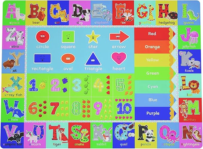 Baby Play Mat for Floor, Non-Slip Playmat for Toddlers & Infants, Extra Thick Large Padded Educational ABC Kids Rug for Crawling & Playing Super Soft Plush Surface to Keep Safe(40"x60")